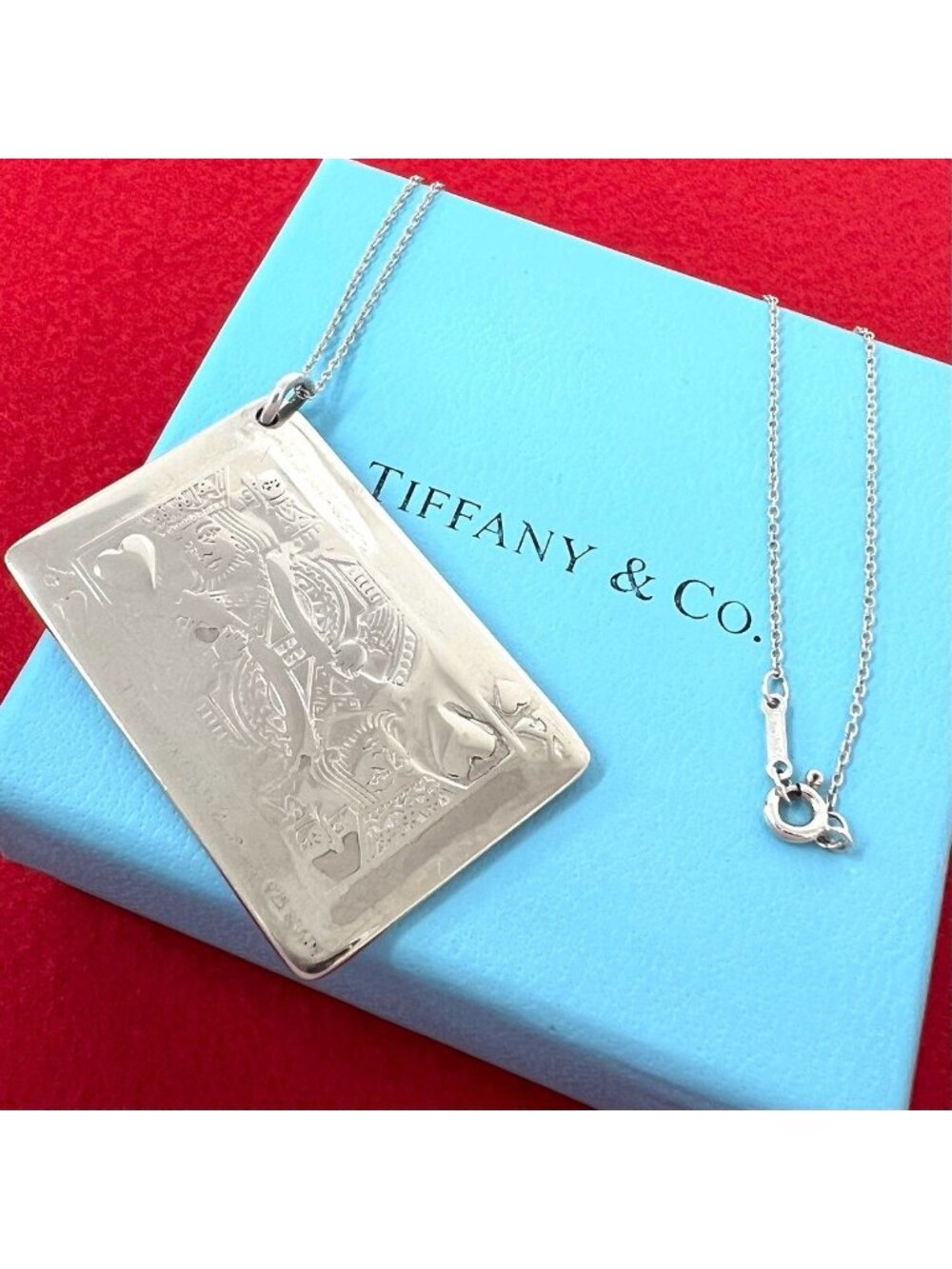 Tiffany & Co Vintage Playing Cards Motif Necklace 925 Sterling Silver